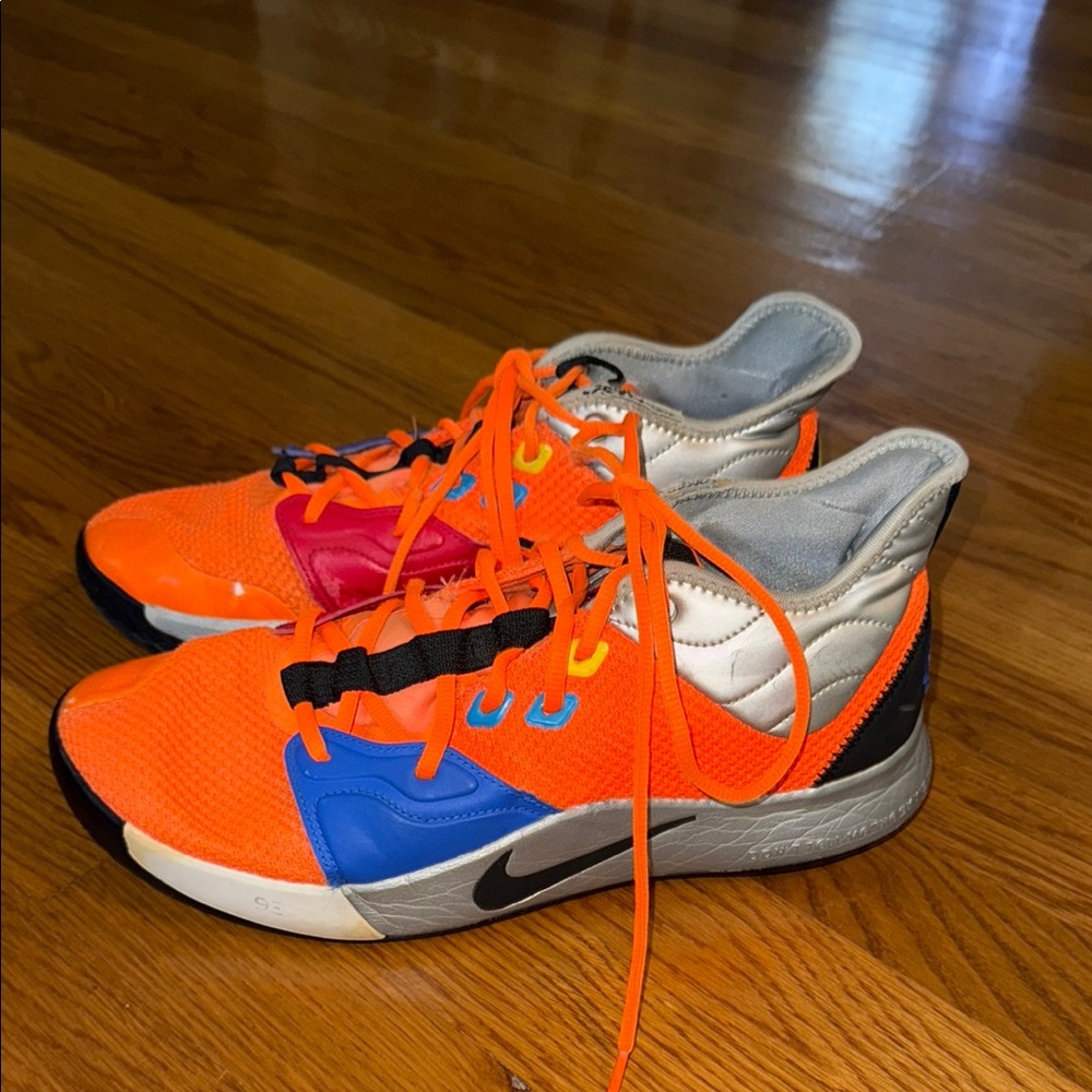 Nike Orange Blue Performance Sneakers used condition see pictures of worn areas